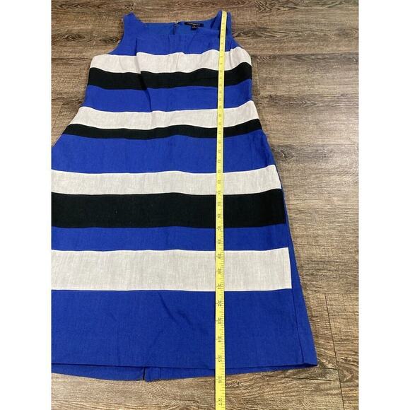 Banana Republic Linen Blend Color Block Shift Dress Blue Multi Stripe Women’s 2 - Picture 3 of 9